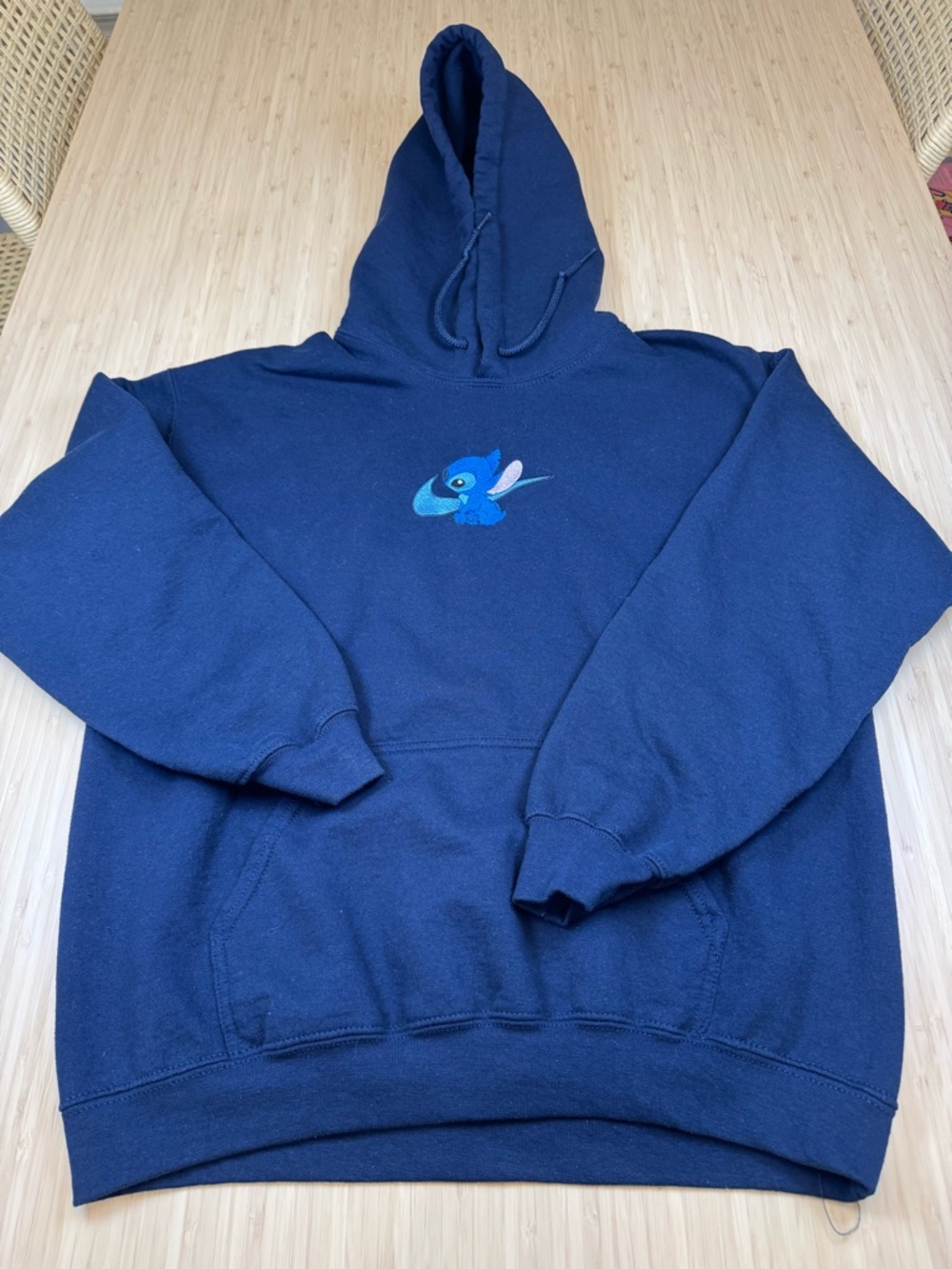 Gildan Heavy Blend Custom Embroidered Stitch and Nike Logo Navy Blue Hoodie